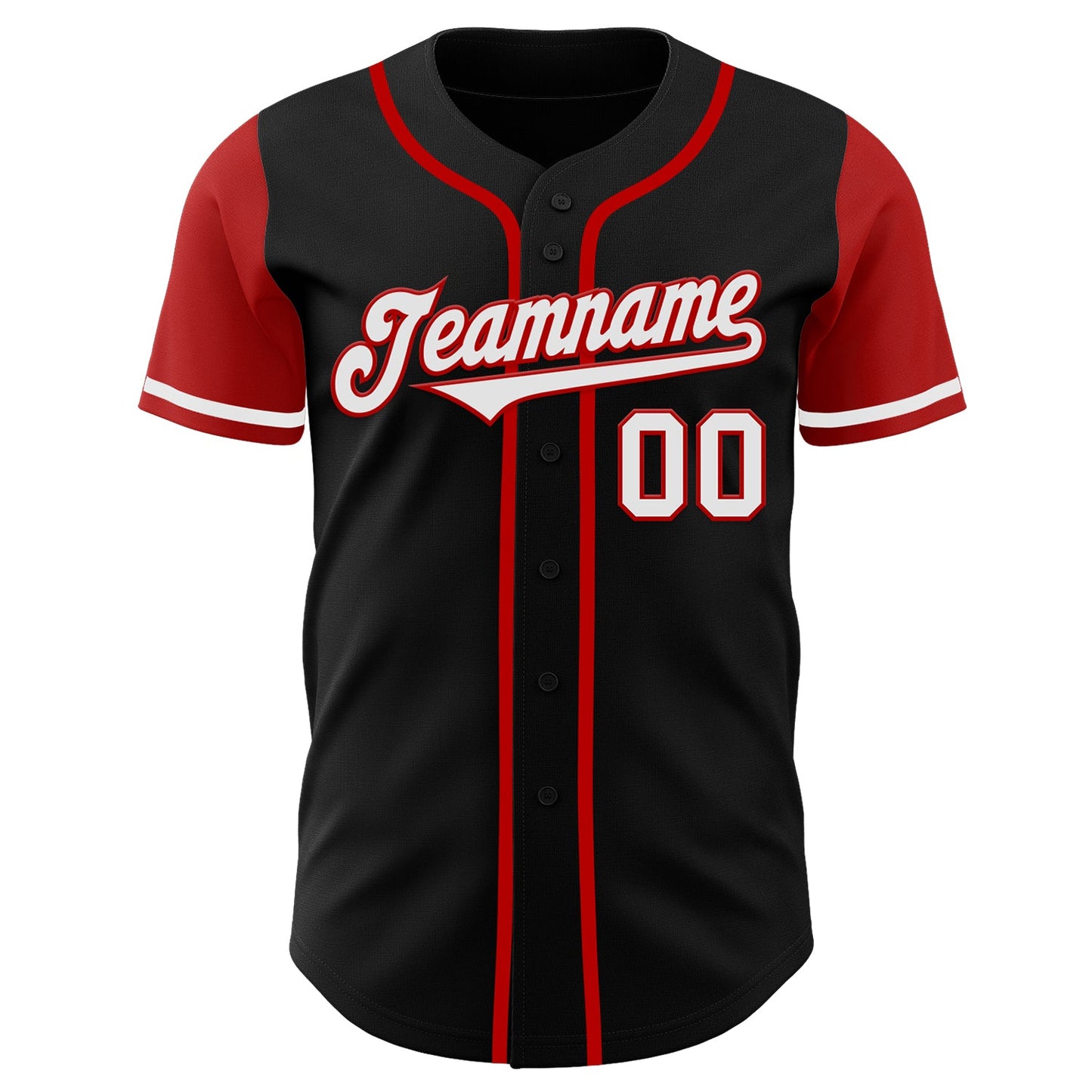 Custom Black White-Red Authentic Two Tone Baseball Jersey view 2
