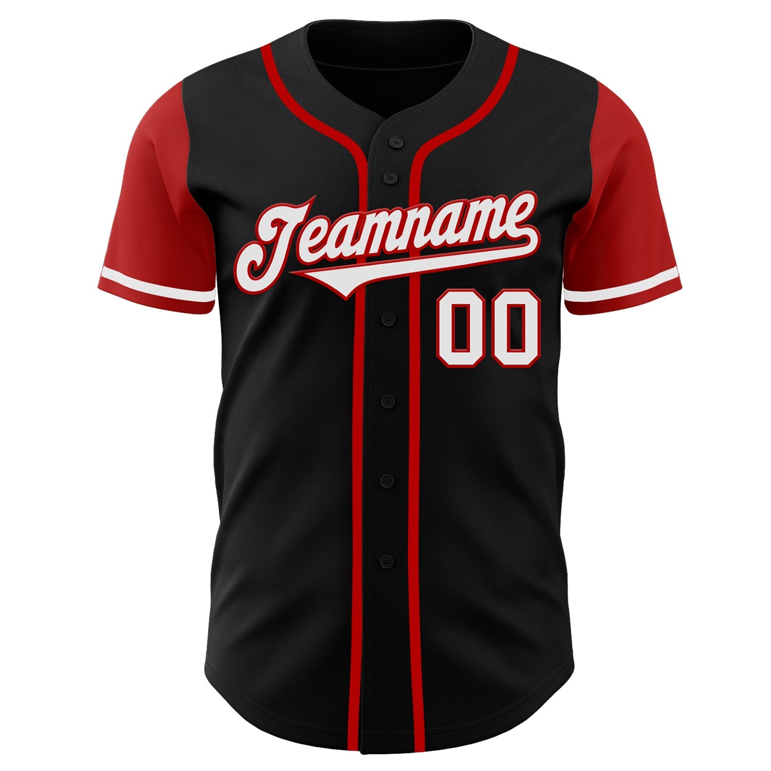Custom Black White-Red Authentic Two Tone Baseball Jersey view 2
