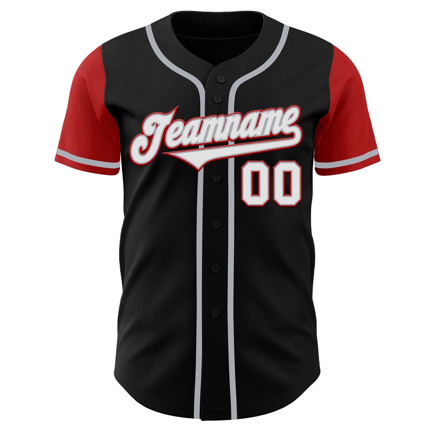 Custom Black White-Red Authentic Two Tone Baseball Jersey view 2