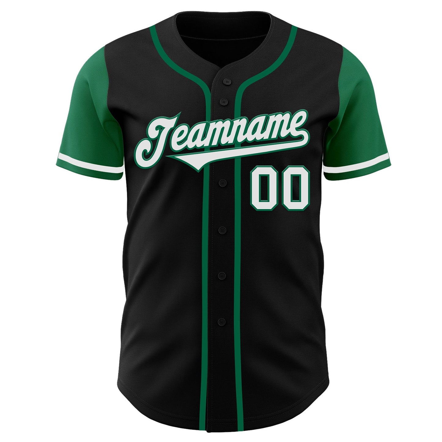 Custom Black White-Kelly Green Authentic Two Tone Baseball Jersey view 2