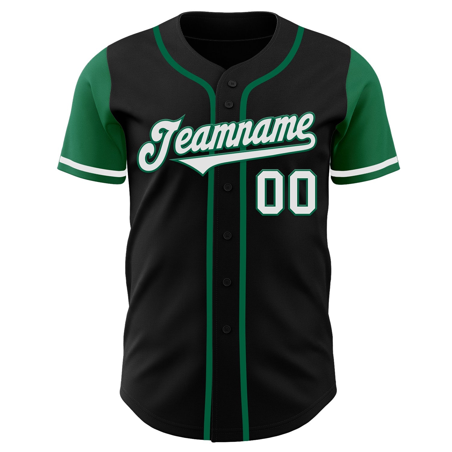 Custom Black White-Kelly Green Authentic Two Tone Baseball Jersey view 2