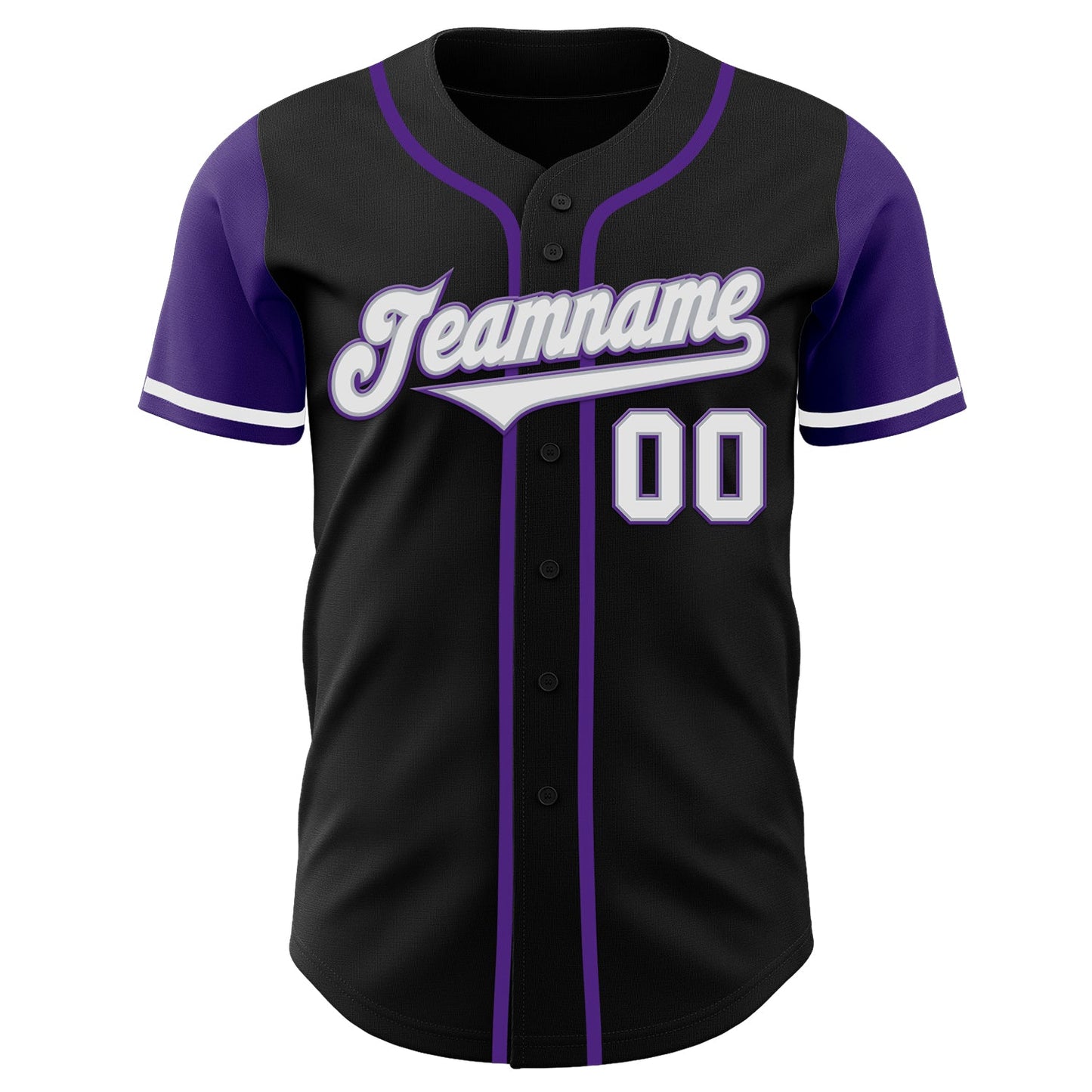 Custom Black White-Purple Authentic Two Tone Baseball Jersey view 2