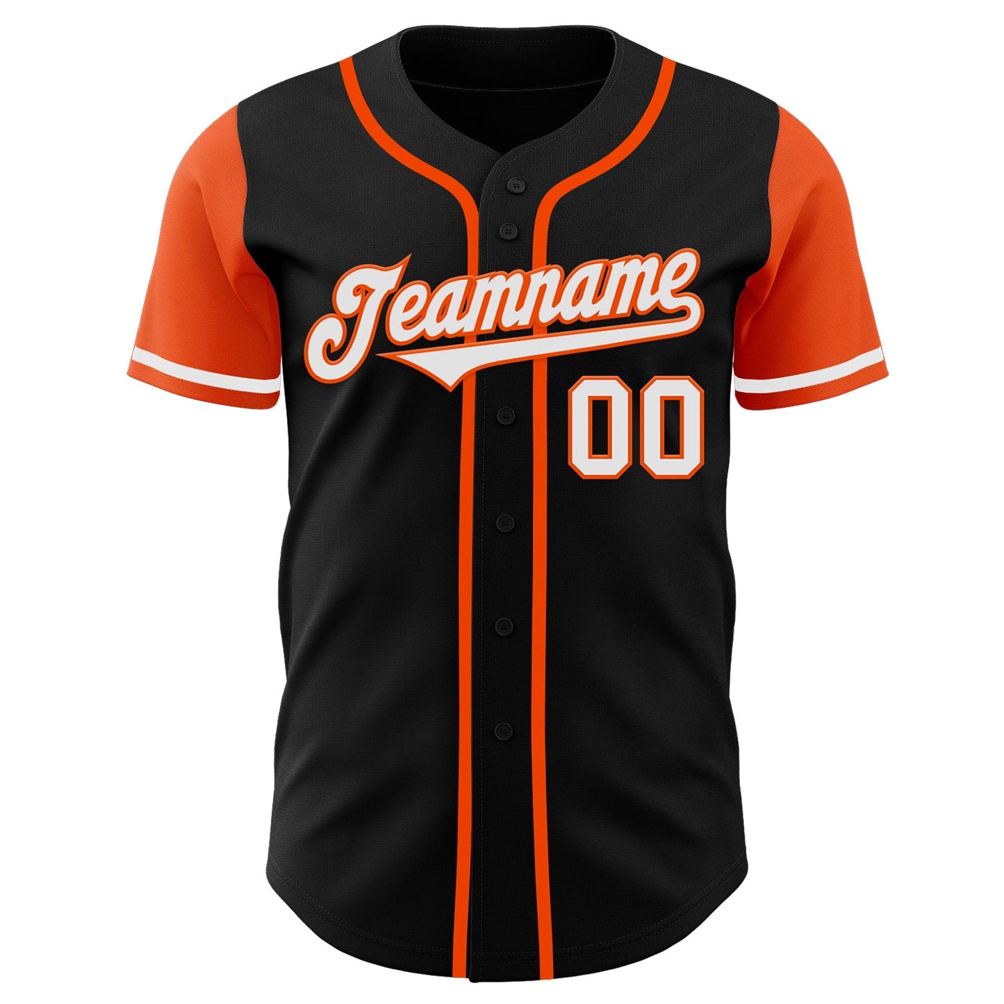 Custom Black White-Orange Authentic Two Tone Baseball Jersey view 2