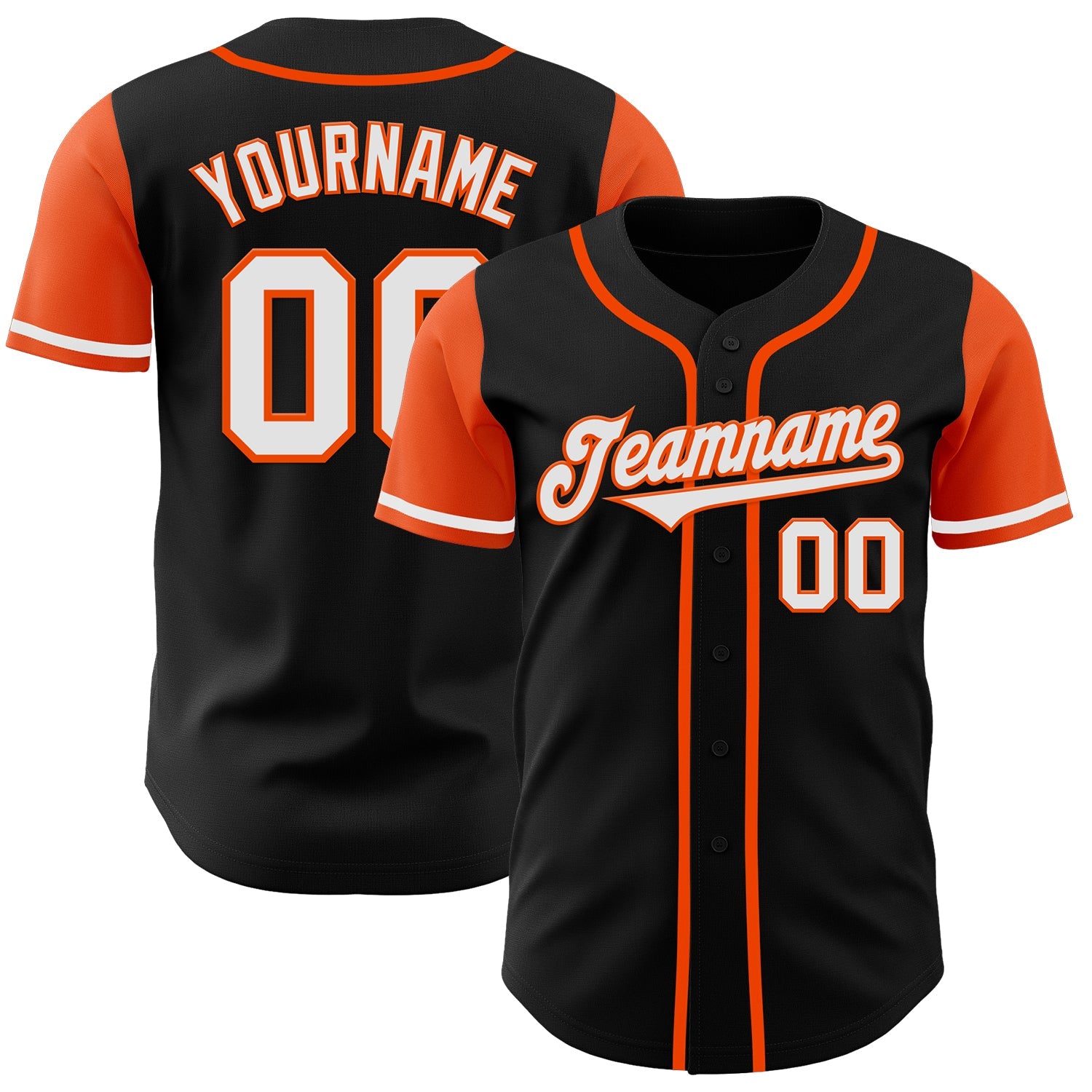 Custom Black White-Orange Authentic Two Tone Baseball Jersey - Main View