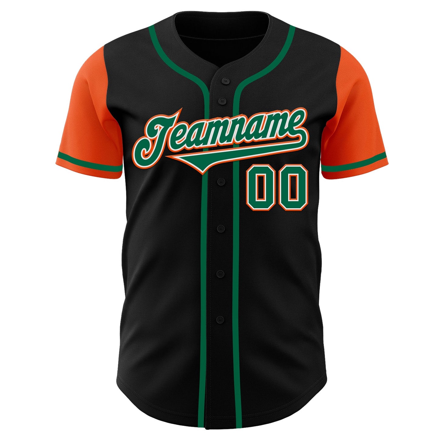 Custom Black Kelly Green-Orange Authentic Two Tone Baseball Jersey view 2