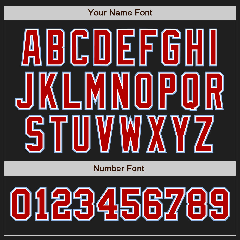 Custom Black Red-Light Blue Authentic Two Tone Baseball Jersey view 5