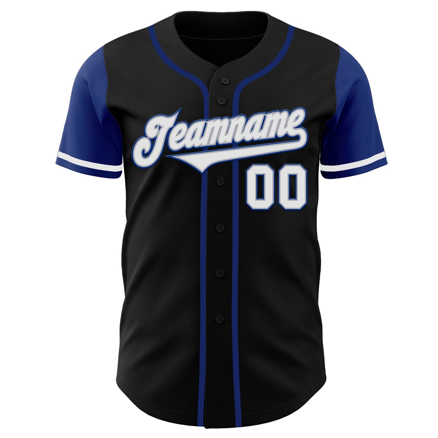 Custom Black White-Royal Authentic Two Tone Baseball Jersey view 2