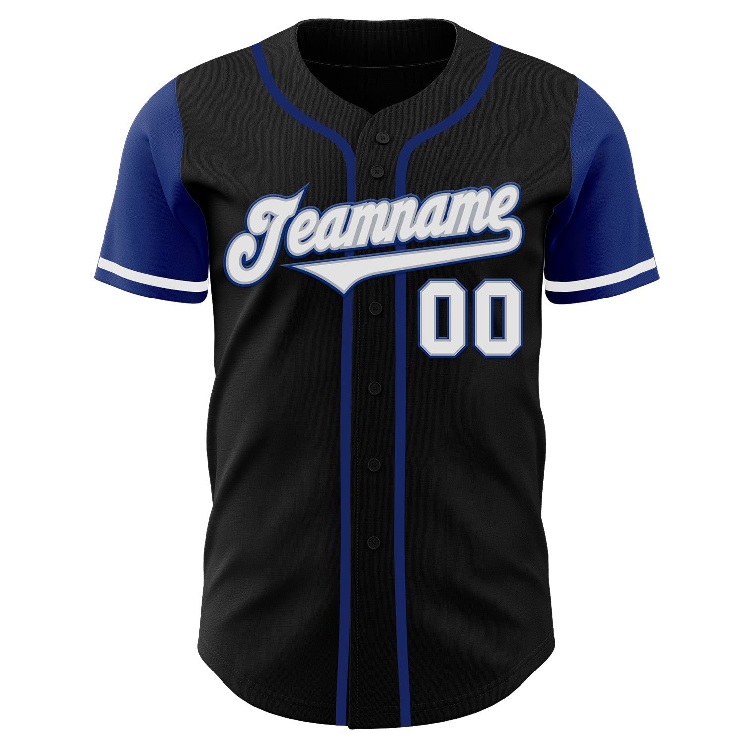 Custom Black White-Royal Authentic Two Tone Baseball Jersey view 2