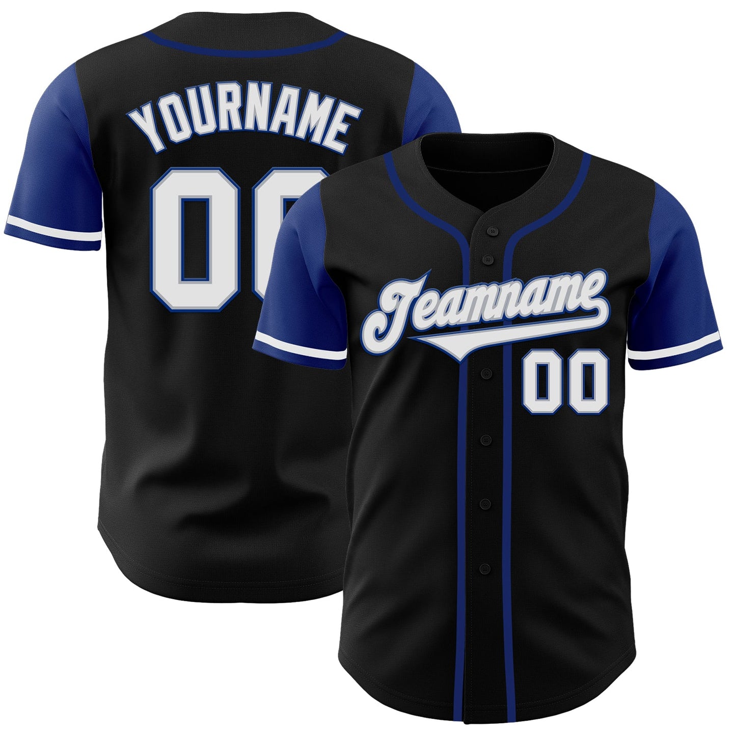Custom Black White-Royal Authentic Two Tone Baseball Jersey - Main View