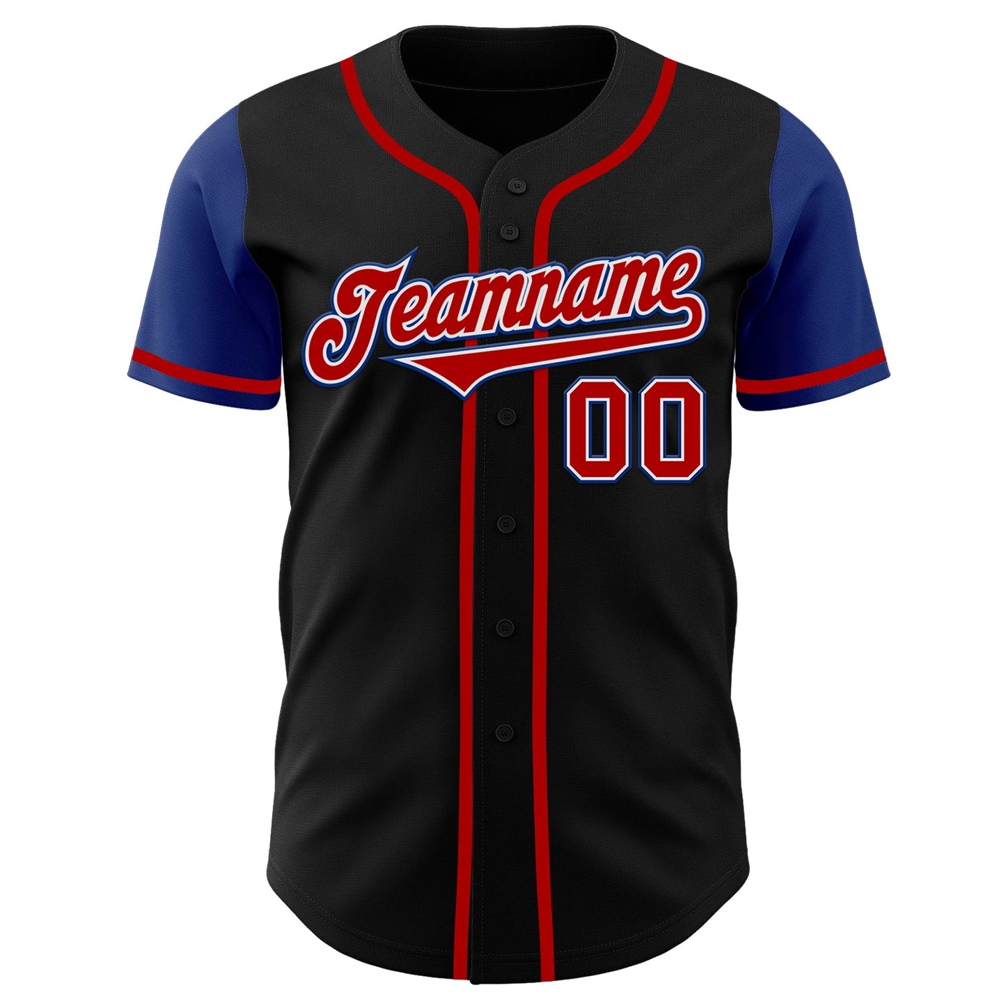 Custom Black Red-Royal Authentic Two Tone Baseball Jersey view 2