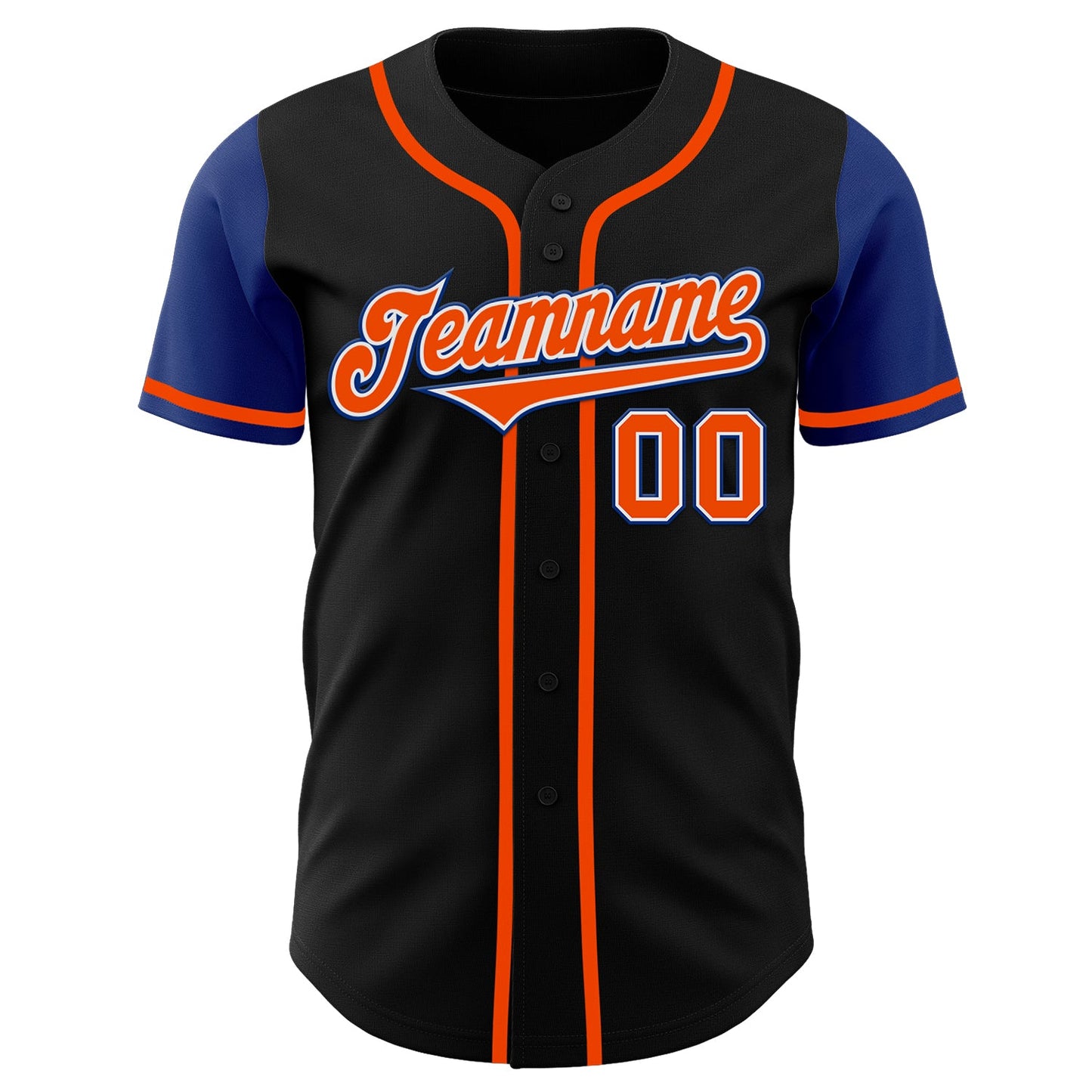 Custom Black Orange-Royal Authentic Two Tone Baseball Jersey view 2