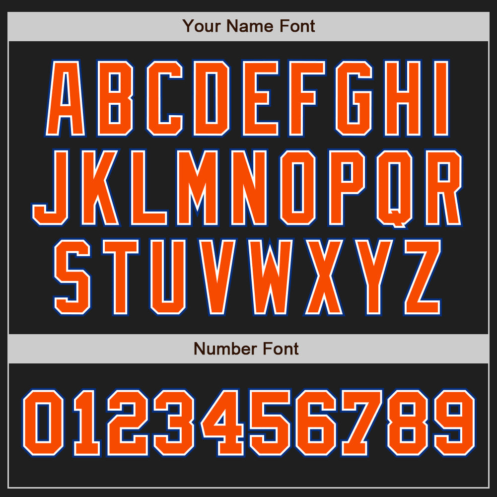 Custom Black Orange-Royal Authentic Two Tone Baseball Jersey view 5