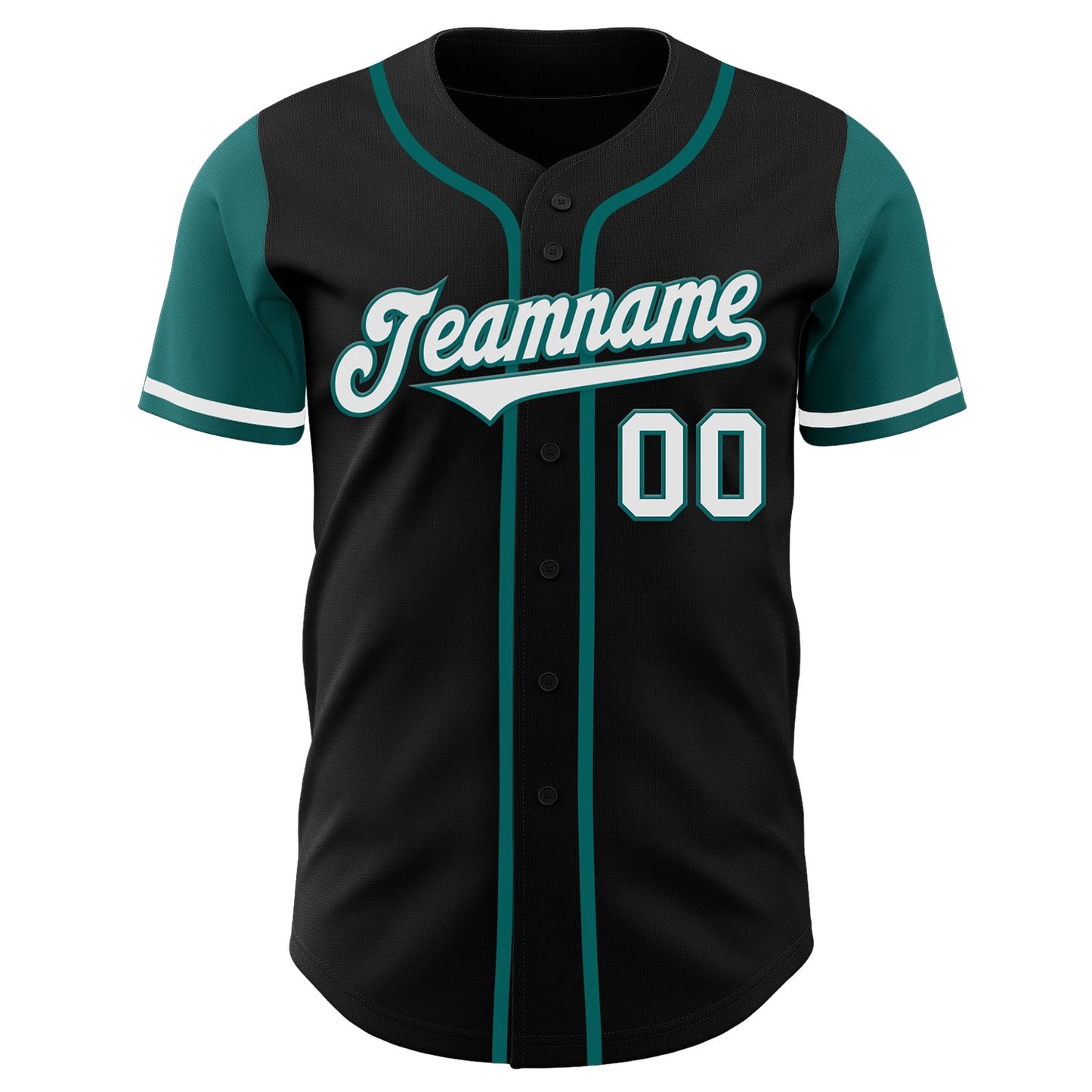 Custom Black White-Teal Authentic Two Tone Baseball Jersey view 2