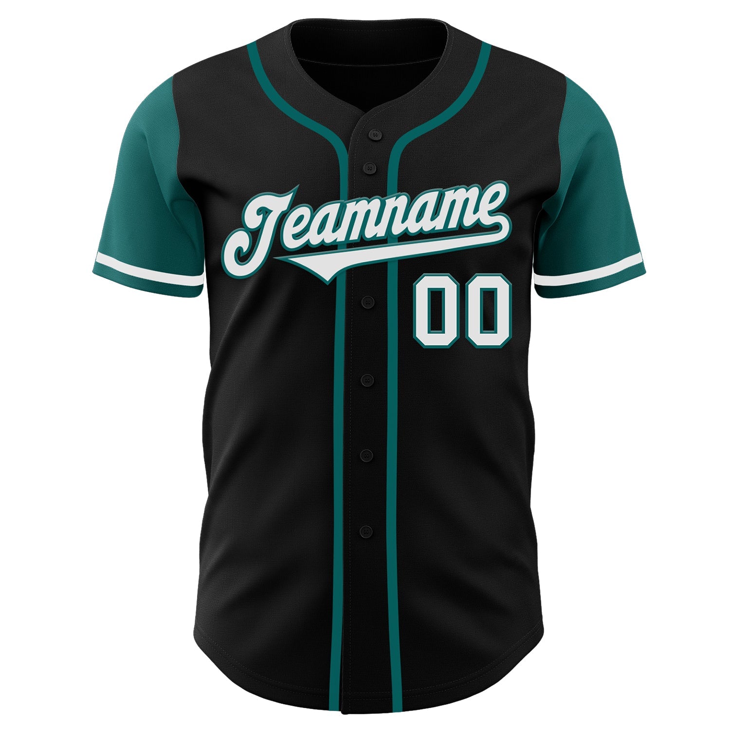 Custom Black White-Teal Authentic Two Tone Baseball Jersey view 2