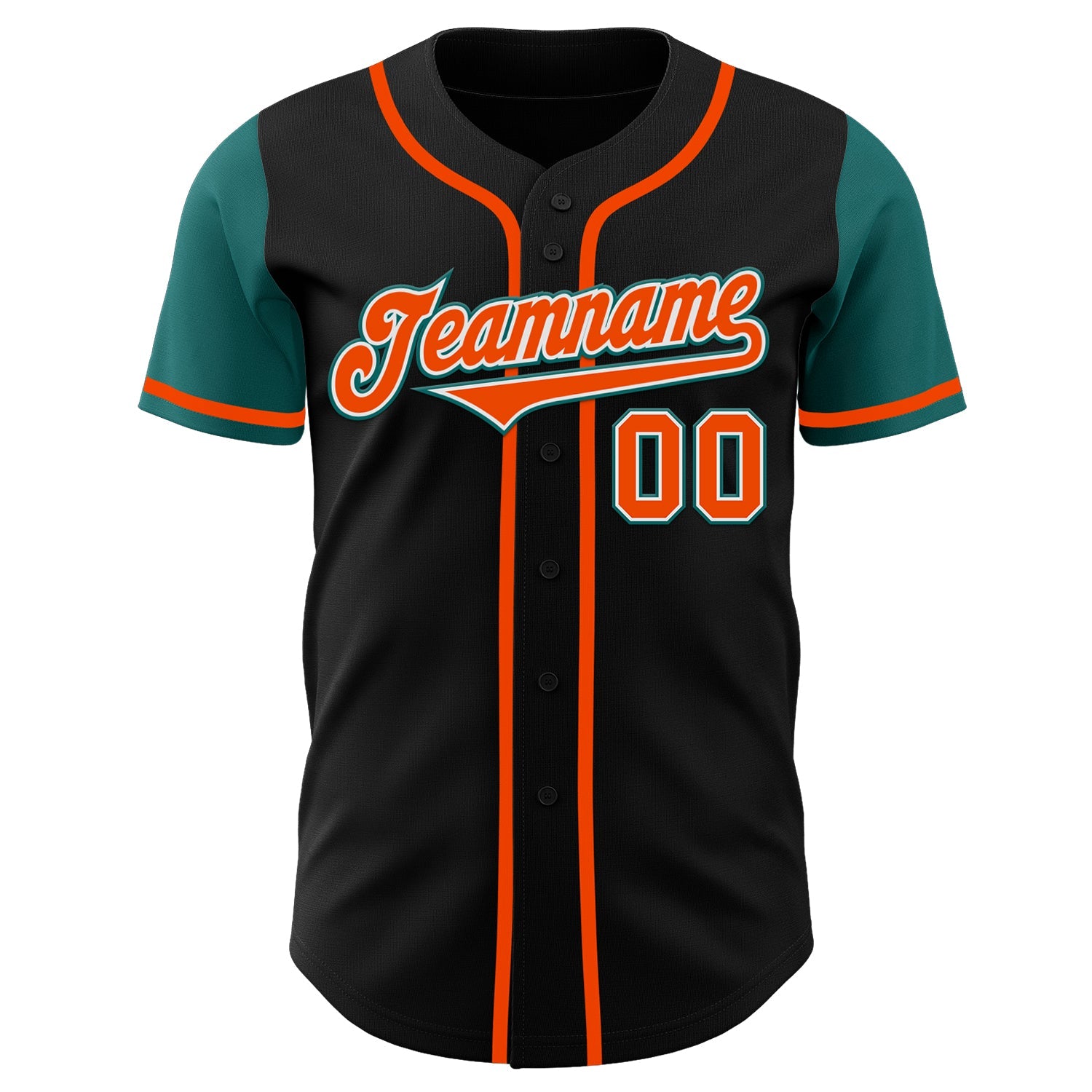 Custom Black Orange-Teal Authentic Two Tone Baseball Jersey view 2
