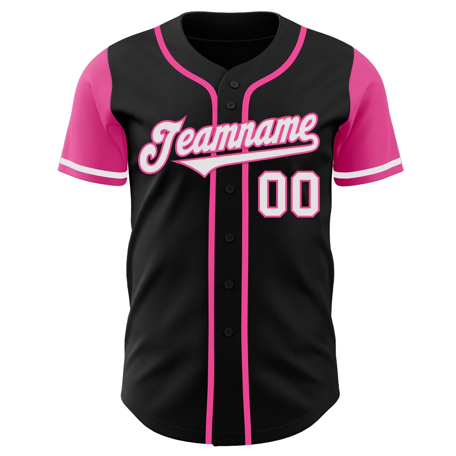 Custom Black White-Pink Authentic Two Tone Baseball Jersey view 2