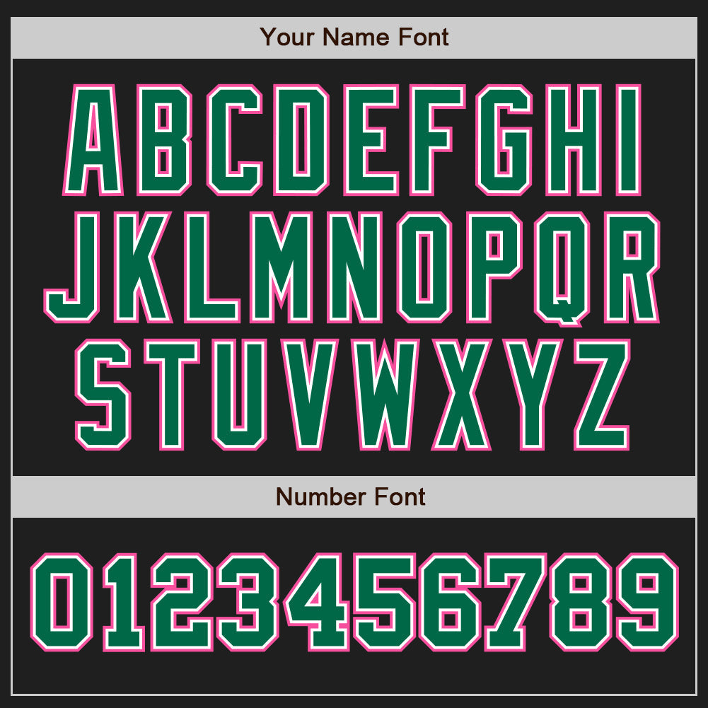 Custom Black Kelly Green-Pink Authentic Two Tone Baseball Jersey view 5