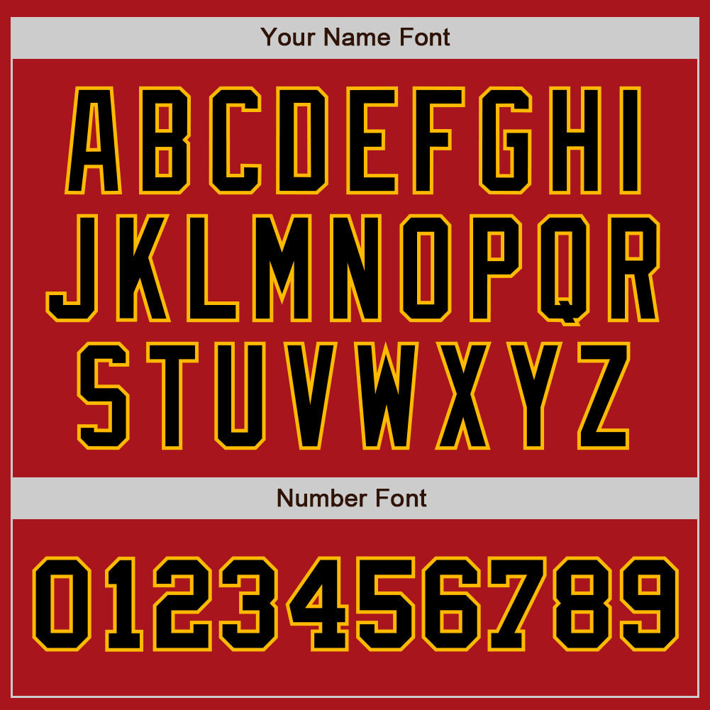 Custom Red Black-Gold Authentic Two Tone Baseball Jersey view 5