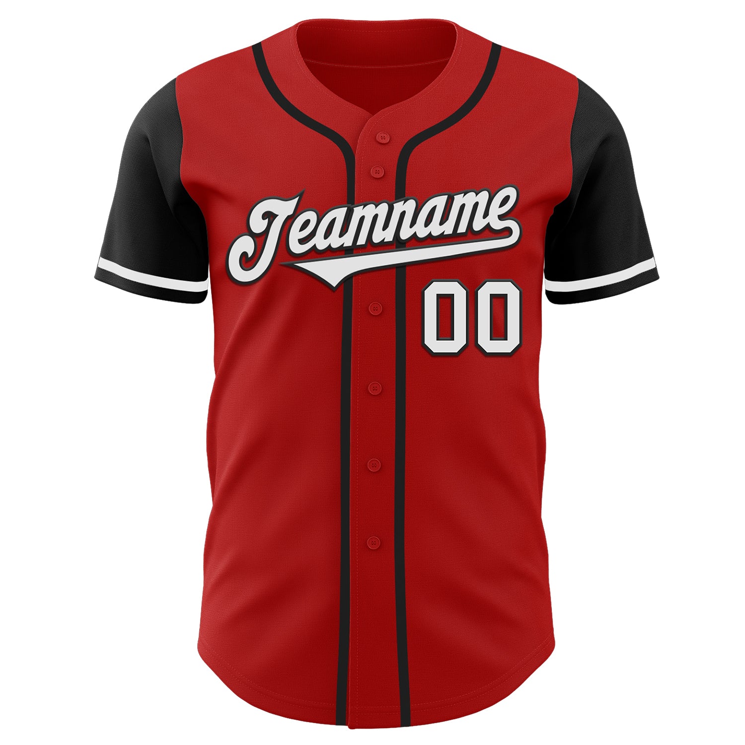 Custom Red White-Black Authentic Two Tone Baseball Jersey view 2