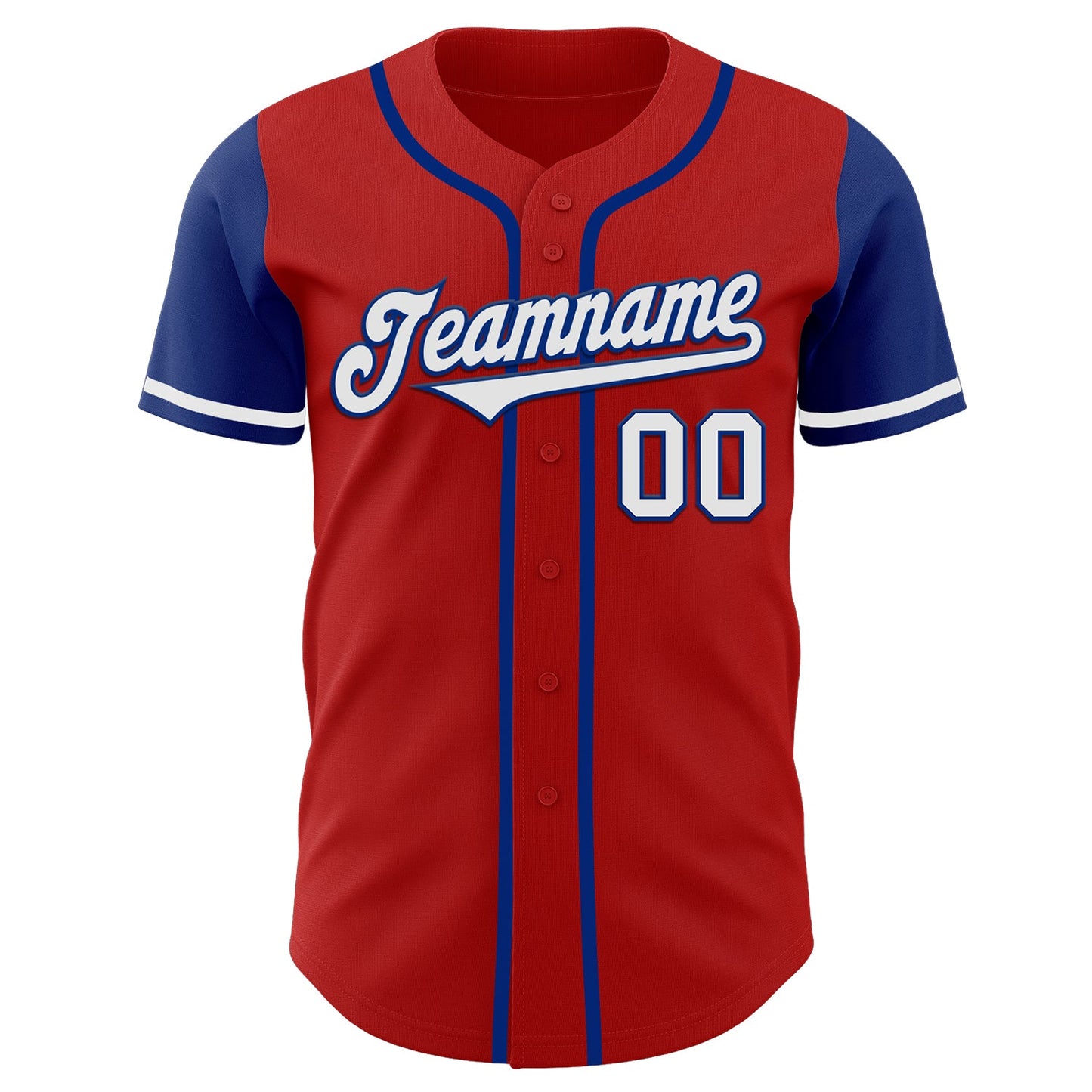 Custom Red White-Royal Authentic Two Tone Baseball Jersey view 2