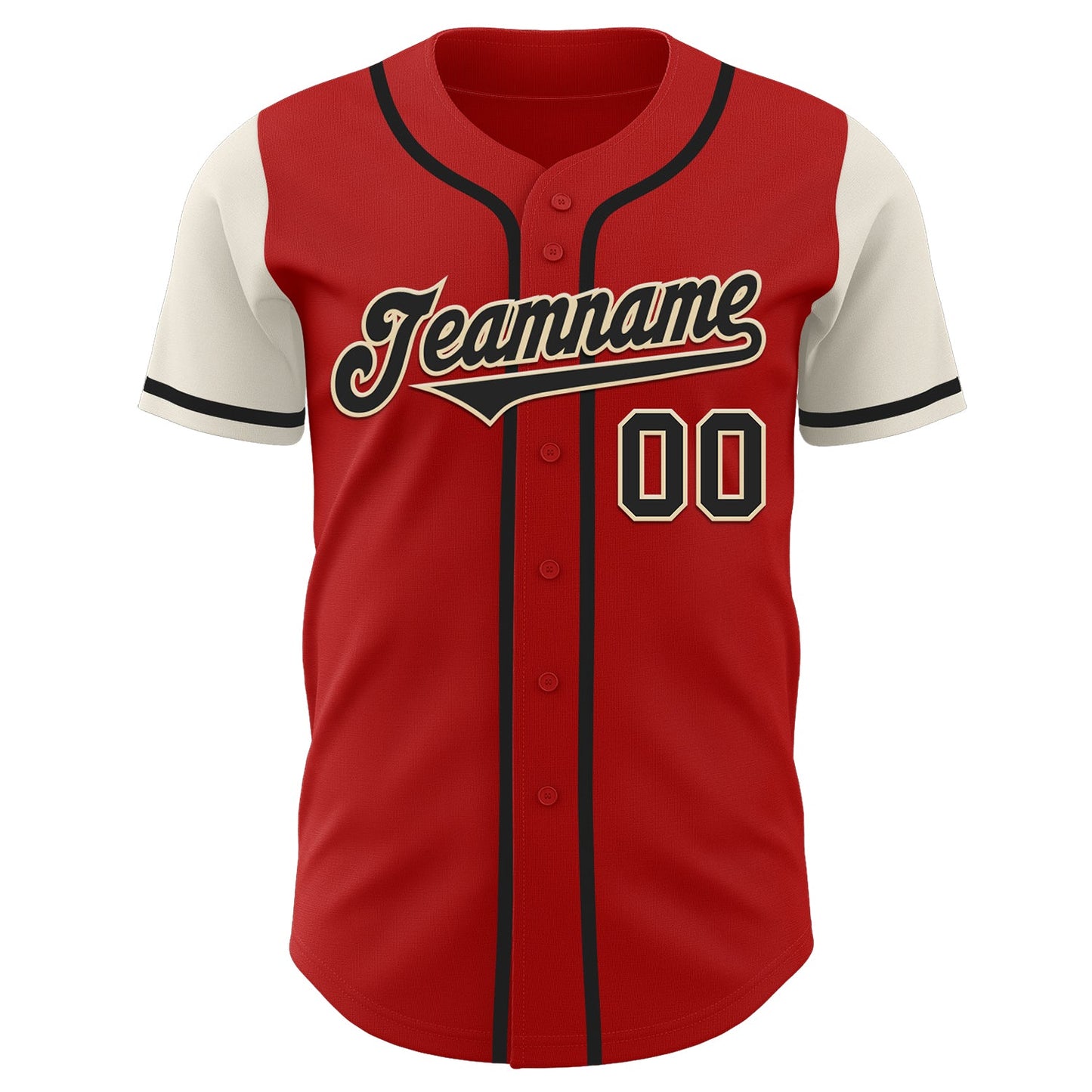 Custom Red Black-Cream Authentic Two Tone Baseball Jersey view 2