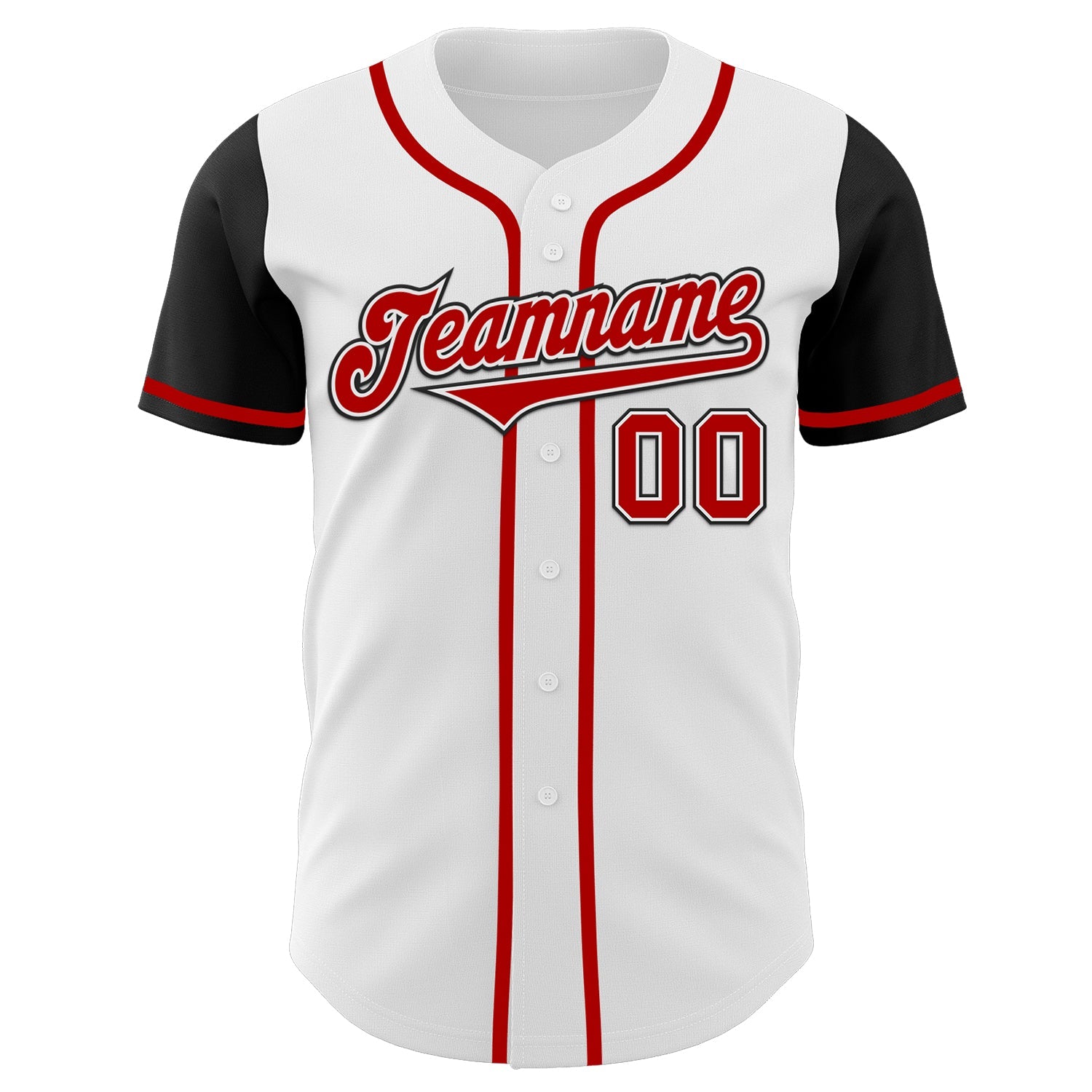 Custom White Red-Black Authentic Two Tone Baseball Jersey view 3