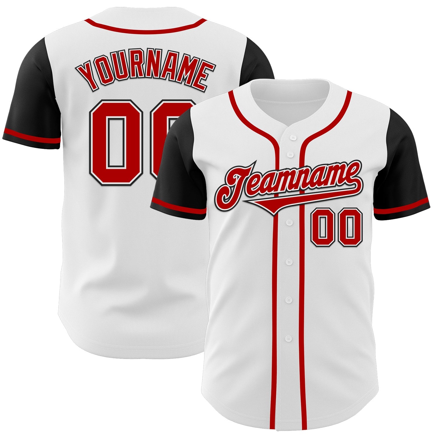 Custom White Red-Black Authentic Two Tone Baseball Jersey - Main View