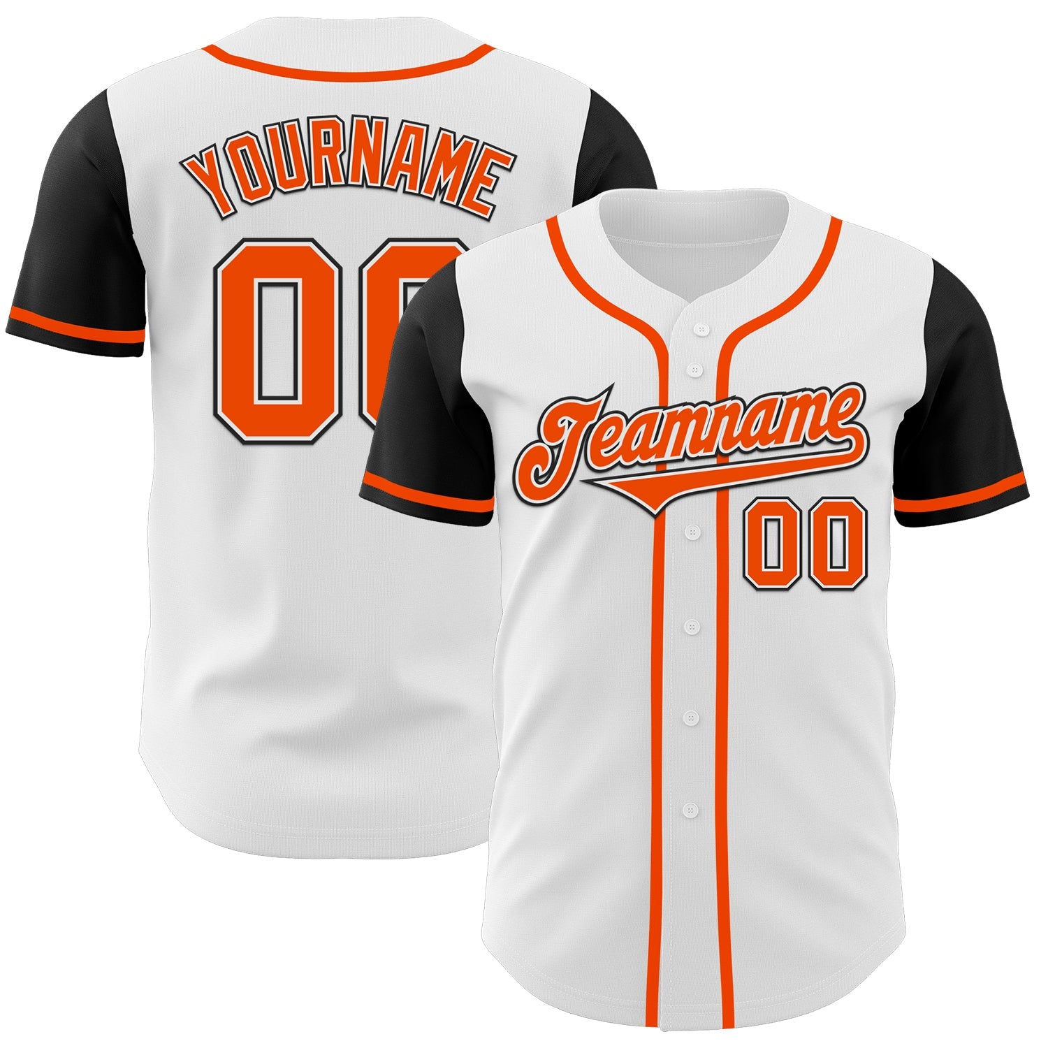 Custom White Orange-Black Authentic Two Tone Baseball Jersey - Main View