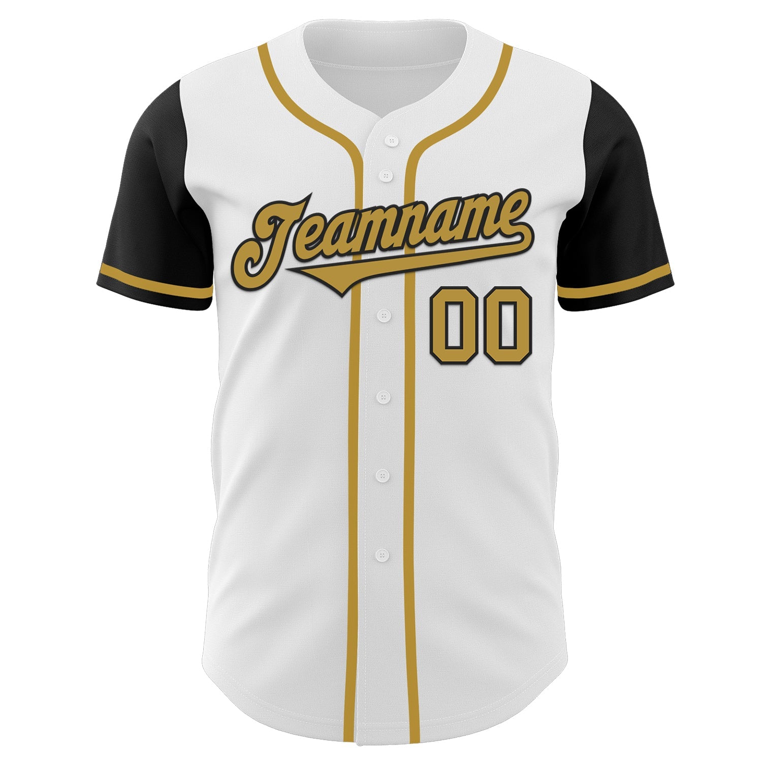 Custom White Old Gold-Black Authentic Two Tone Baseball Jersey view 2