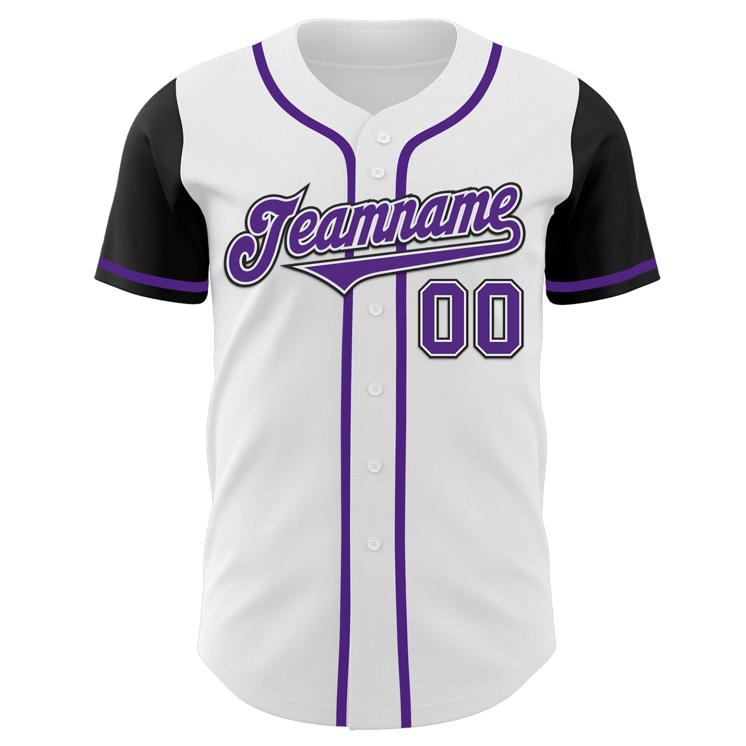 Custom White Purple-Black Authentic Two Tone Baseball Jersey view 2