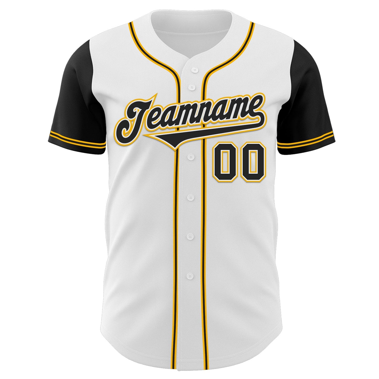 Custom White Black-Gold Authentic Two Tone Baseball Jersey view 2