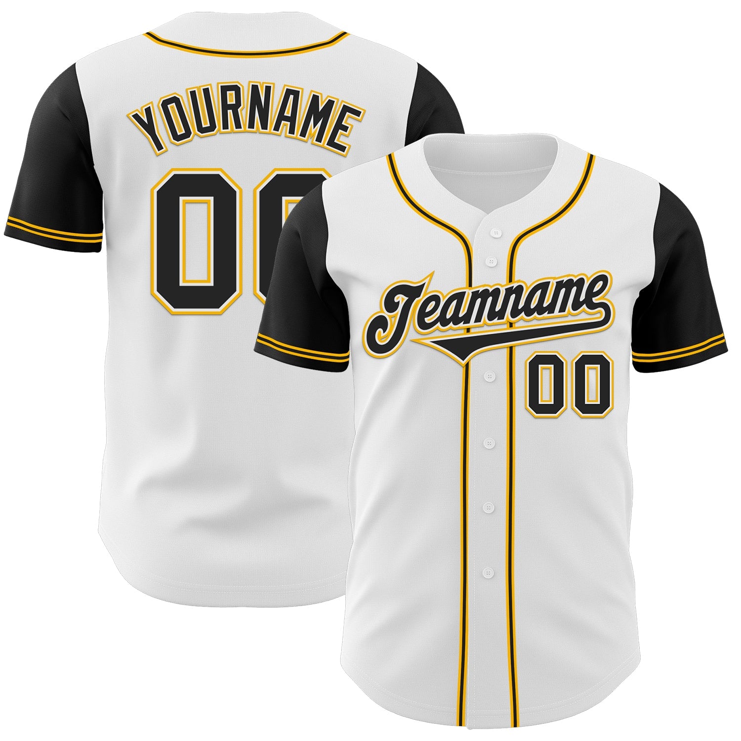 Custom White Black-Gold Authentic Two Tone Baseball Jersey - Main View