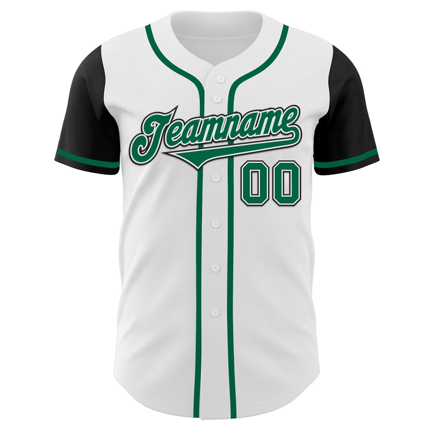 Custom White Kelly Green-Black Authentic Two Tone Baseball Jersey view 2