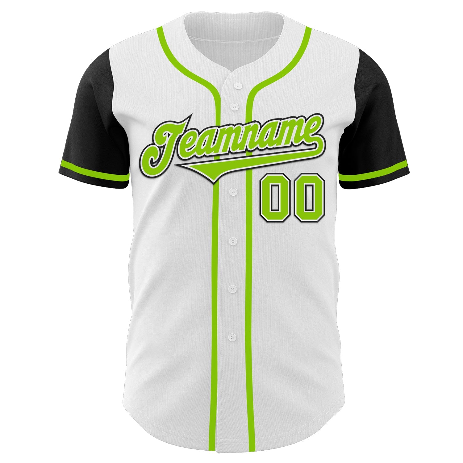 Custom White Neon Green-Black Authentic Two Tone Baseball Jersey view 2