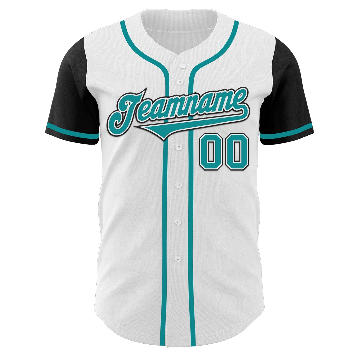 Custom White Teal-Black Authentic Two Tone Baseball Jersey view 2