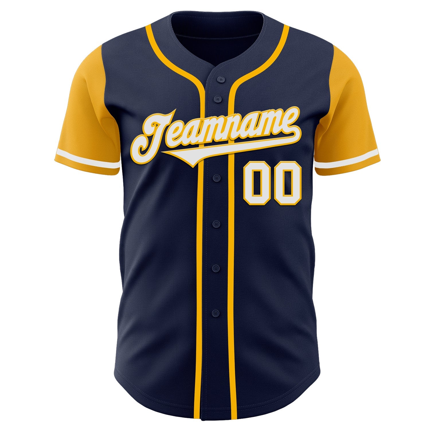 Custom Navy White-Gold Authentic Two Tone Baseball Jersey view 2