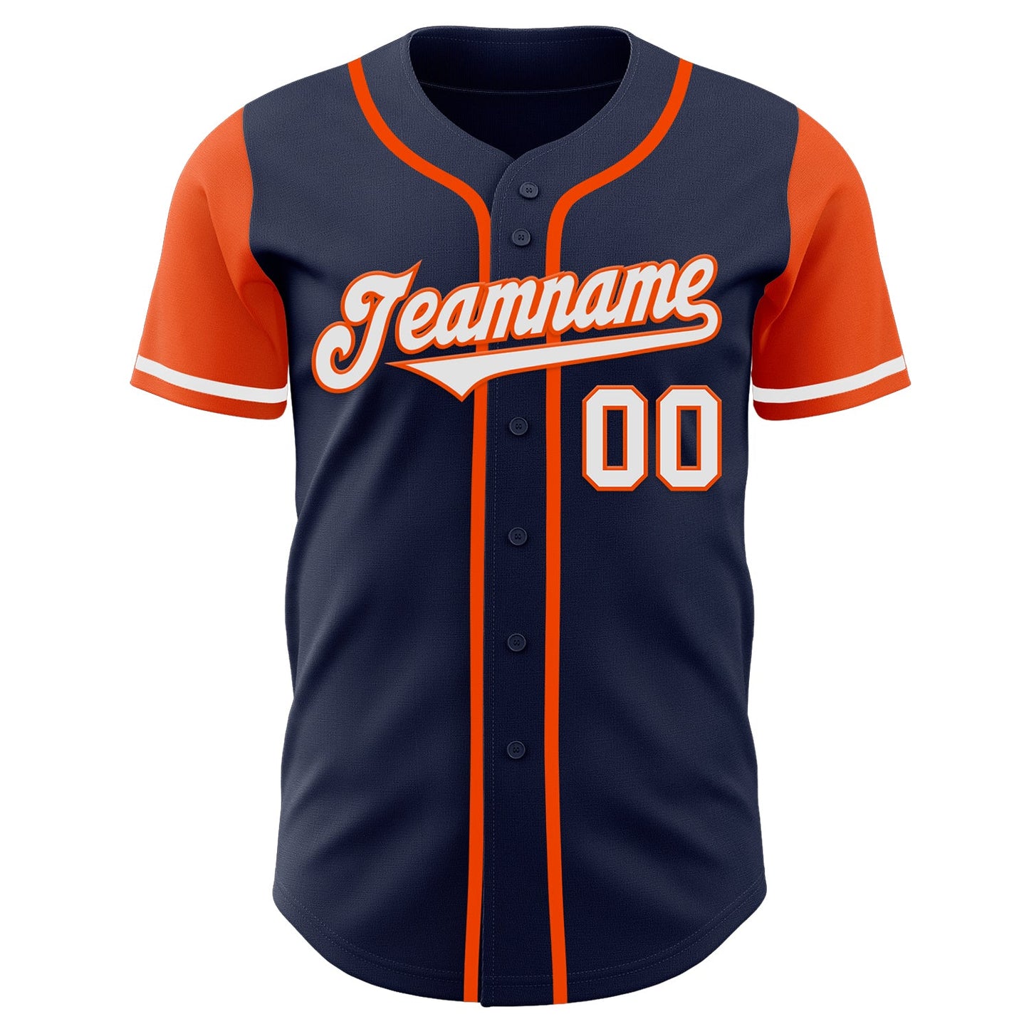 Custom Navy White-Orange Authentic Two Tone Baseball Jersey view 2