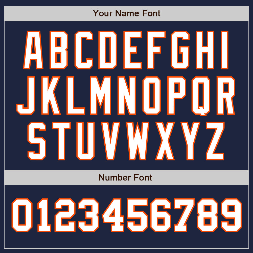 Custom Navy White-Orange Authentic Two Tone Baseball Jersey view 5