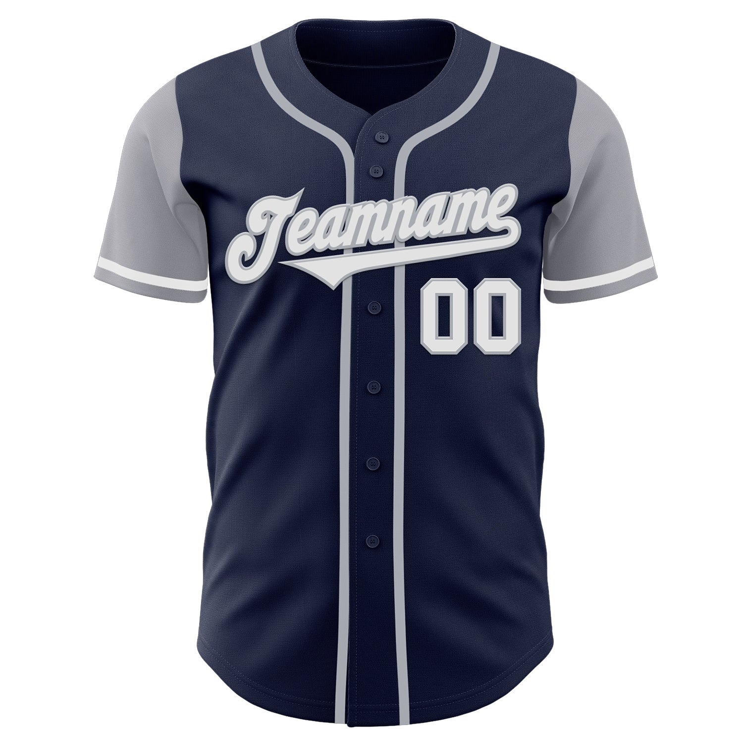 Custom Navy White-Gray Authentic Two Tone Baseball Jersey view 2