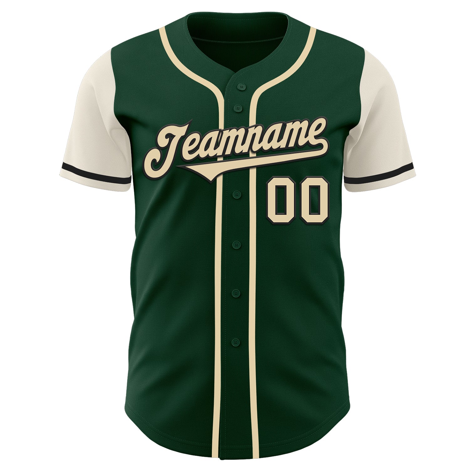 Custom Green Cream-Black Authentic Two Tone Baseball Jersey view 3