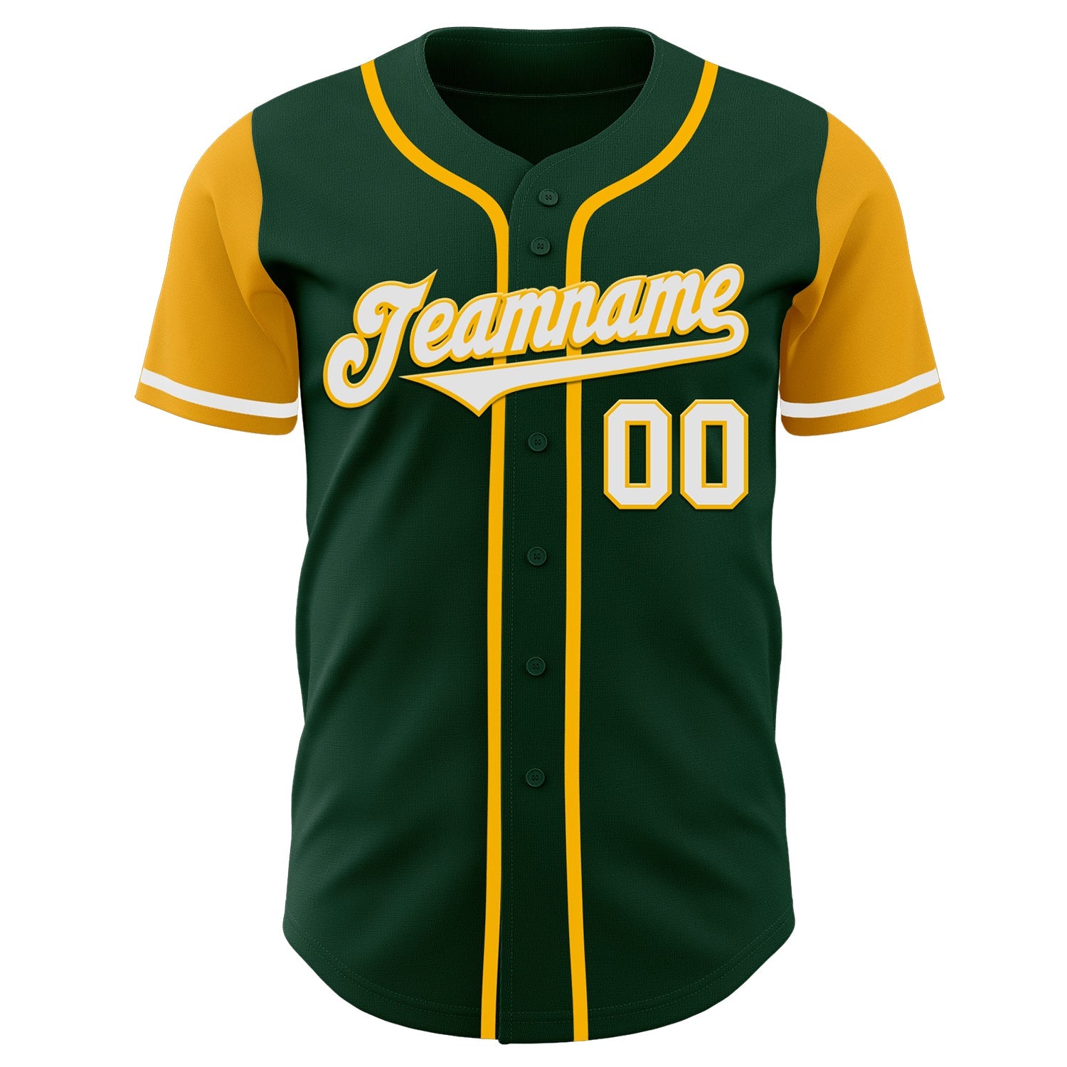 Custom Green White-Gold Authentic Two Tone Baseball Jersey view 2