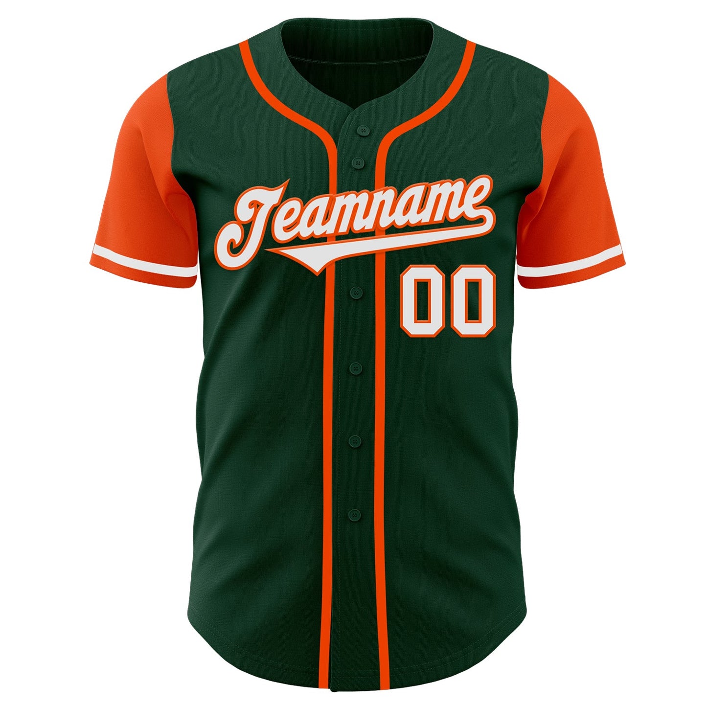 Custom Green White-Orange Authentic Two Tone Baseball Jersey view 2