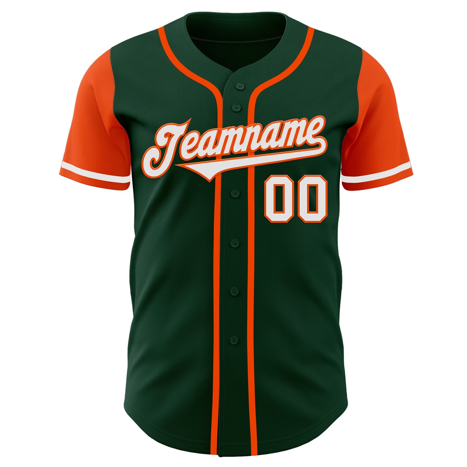 Custom Green White-Orange Authentic Two Tone Baseball Jersey view 2