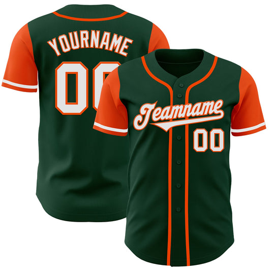 Custom Green White-Orange Authentic Two Tone Baseball Jersey - Main View