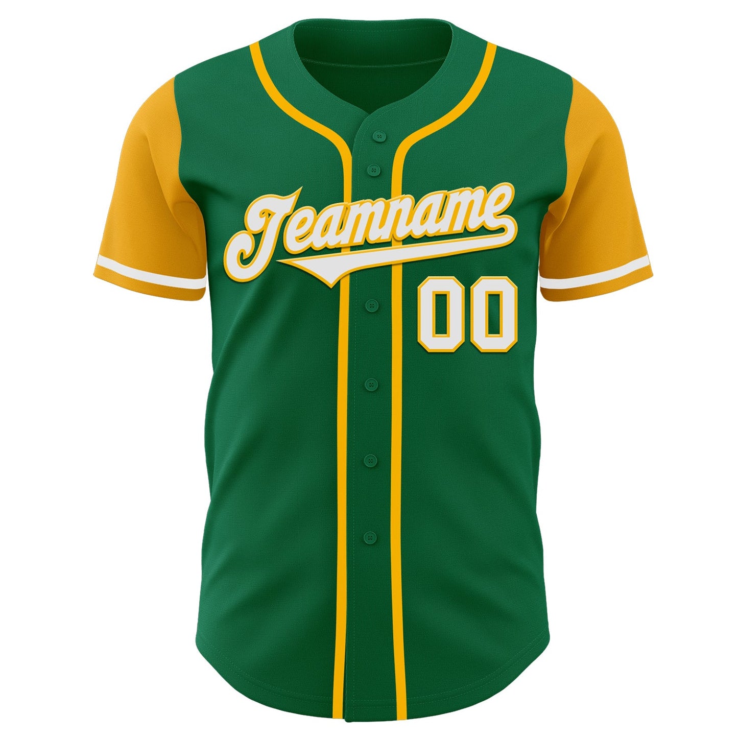 Custom Kelly Green White-Gold Authentic Two Tone Baseball Jersey view 2
