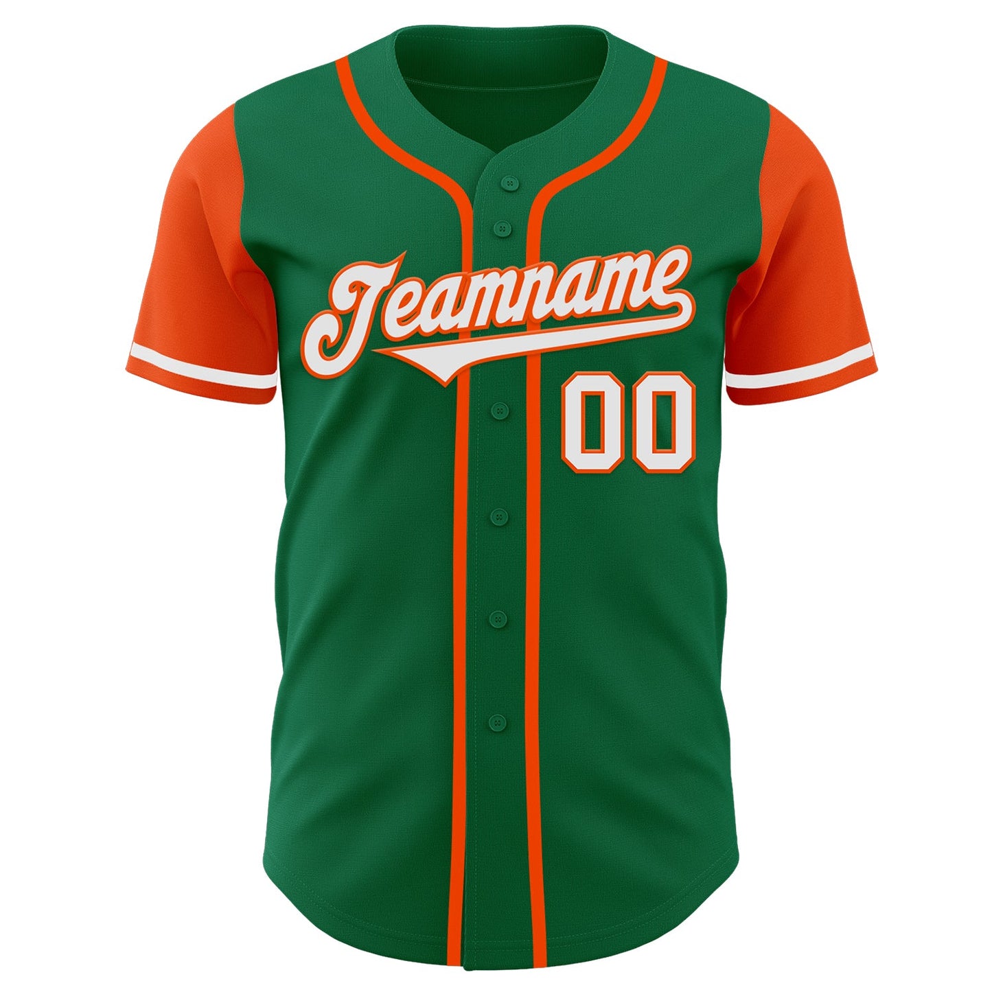 Custom Kelly Green White-Orange Authentic Two Tone Baseball Jersey view 2