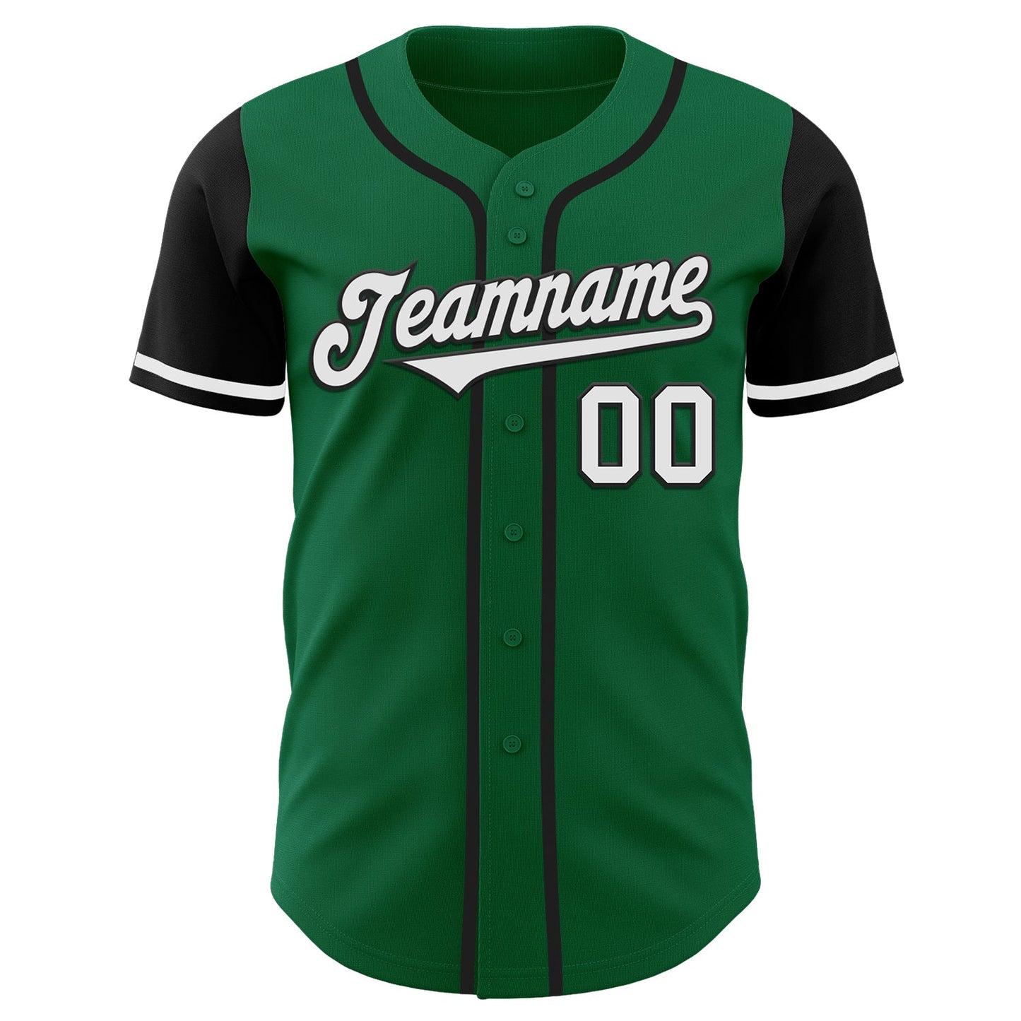 Custom Kelly Green White-Black Authentic Two Tone Baseball Jersey view 2