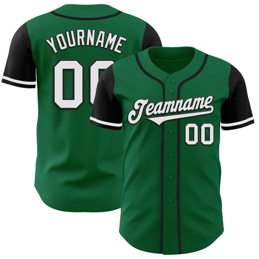 Custom Kelly Green White-Black Authentic Two Tone Baseball Jersey - Main View