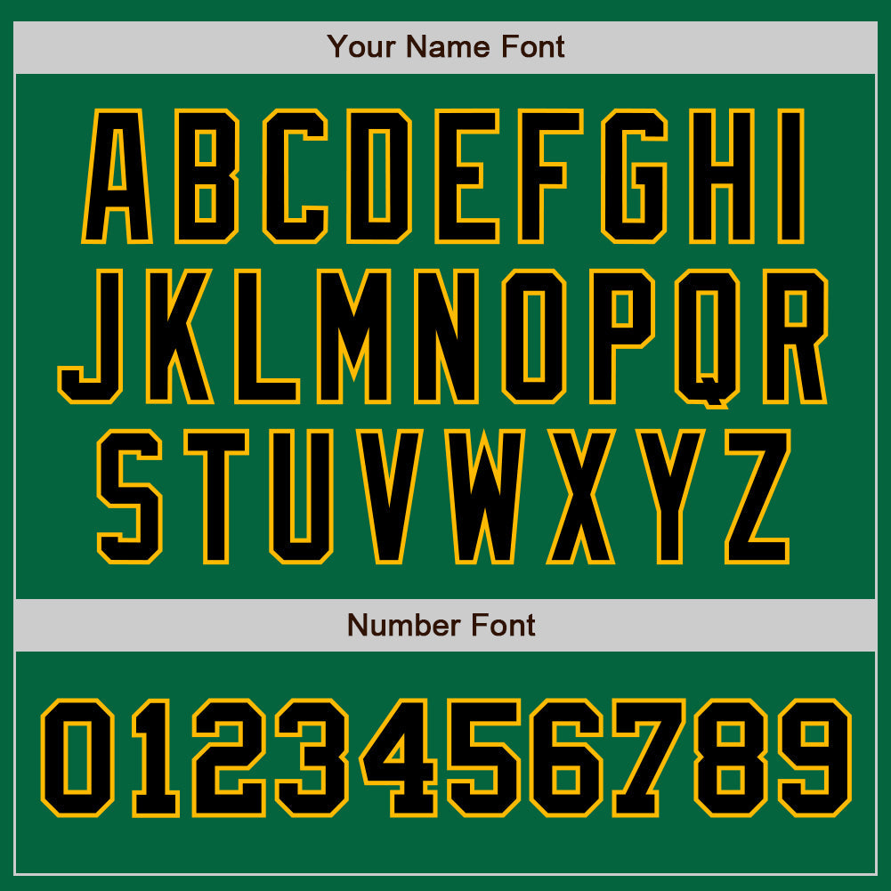 Custom Kelly Green Black-Gold Authentic Two Tone Baseball Jersey view 5