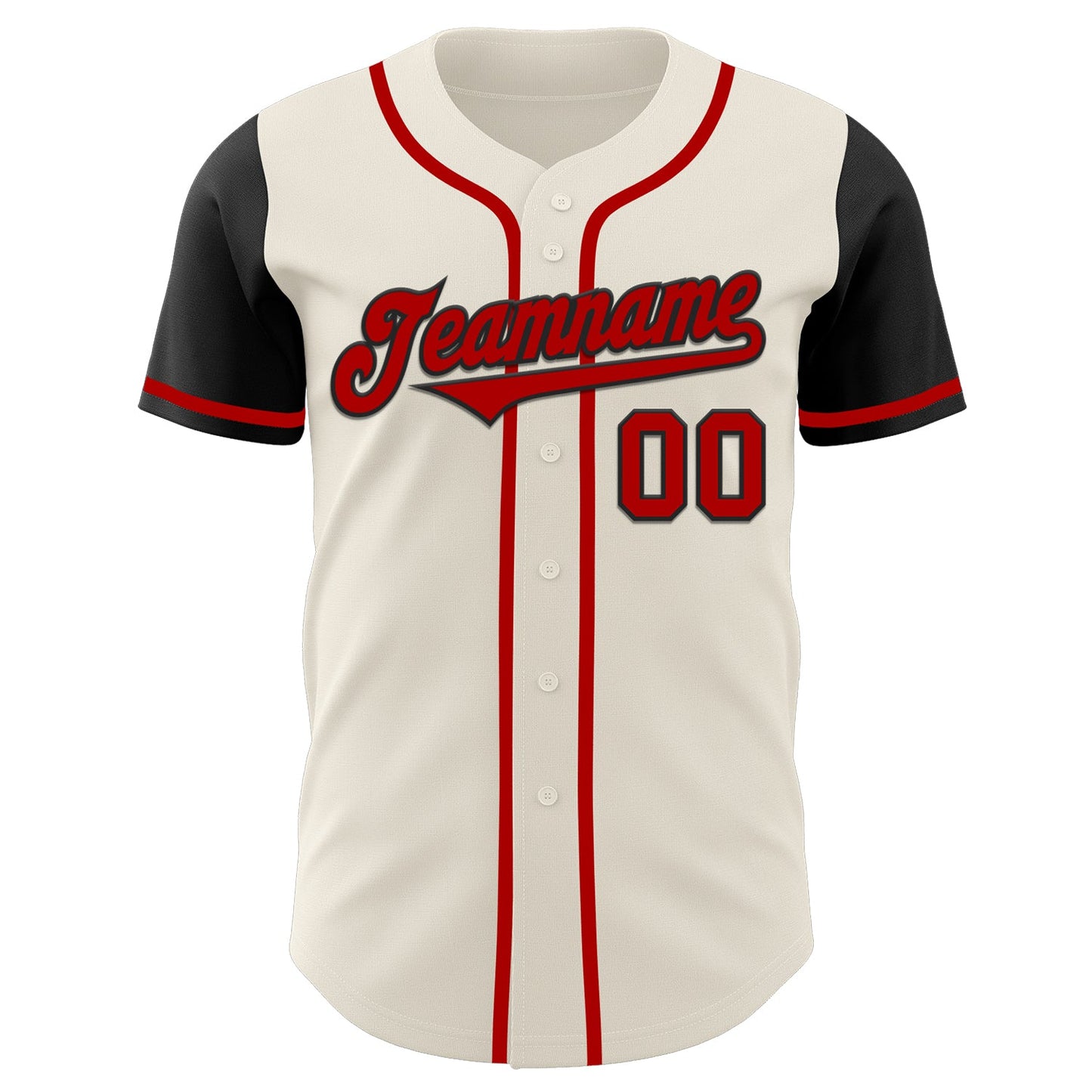 Custom Cream Red-Black Authentic Two Tone Baseball Jersey view 2